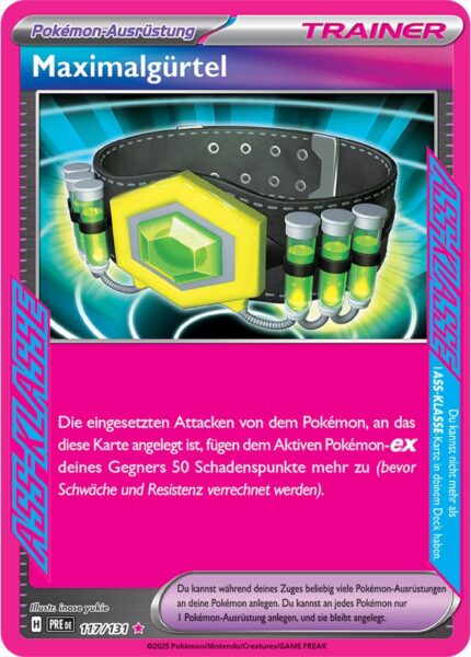 Maximalgürtel-117-131-Prismatische-Entwicklungen-Pokémon-Karte-Deutsch-Karmesin-Purpur-TCG-Sammelkartenspiel