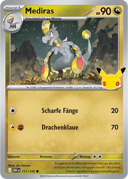 Mediras-111-128-30C-30-Jahre-Jubiläum-30th-Celebration-Pokémon-Karte-Deutsch