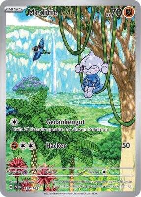 Meditie-153-142-Karmesin-Purpur-Stellarkrone-Illustration-Rare-Pokémon-Karte-Deutsch-TCG-Sammelkartenspiel-2024