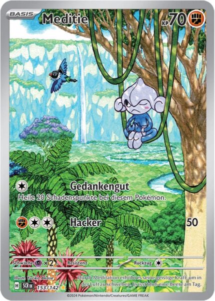 Meditie-153-142-Karmesin-Purpur-Stellarkrone-Illustration-Rare-Pokémon-Karte-Deutsch-TCG-Sammelkartenspiel-2024