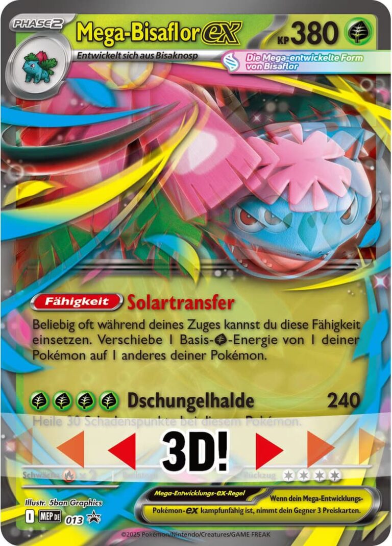 Mega-Bisaflor-ex-3D-Wackelbild-Pokémon-Karte-Deutsch