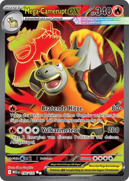 Mega-Camerupt-ex-156-132-Mega-Entwicklung-Full-Art-Pokémon-Karte-Deutsch