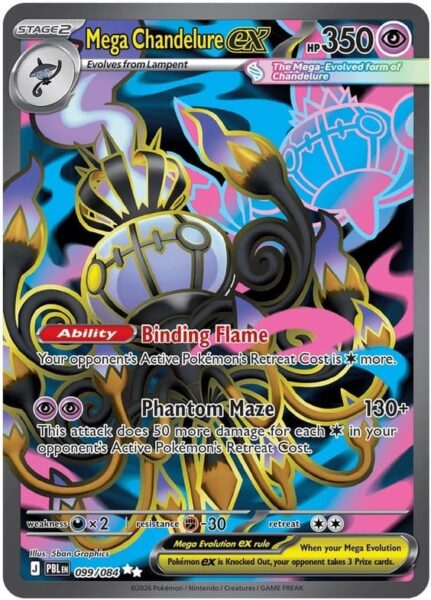 Mega-Chandelure-ex-099-084-Pitch-Black-Dunkelnacht-Full-Art-Pokémon-Karte-Englisch-neu