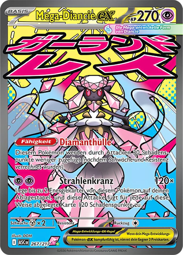 Mega-Diancie-ex-267-217-ASC-DE-Erhabene-Helden-Attack-Rare-Pokémon-Karte-Deutsch