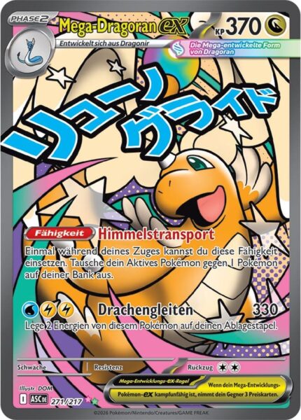Mega-Dragoran-ex-271-217-ASC-DE-Erhabene-Helden-Attack-Rare-Pokémon-Karte-Deutsch