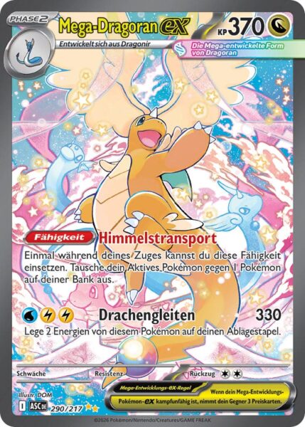 Mega-Dragoran-ex-290-217-ASC-DE-Erhabene-Helden-Illustration-Rare-Pokémon-Karte-Deutsch