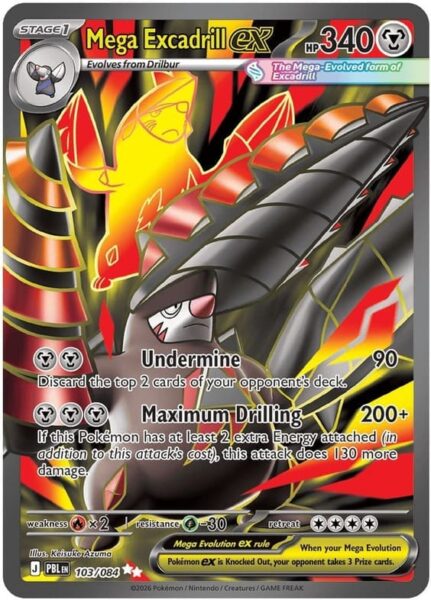 Mega-Excadrill-ex-103-084-Pitch-Black-Dunkelnacht-Full-Art-Pokémon-Karte-Englisch-neu