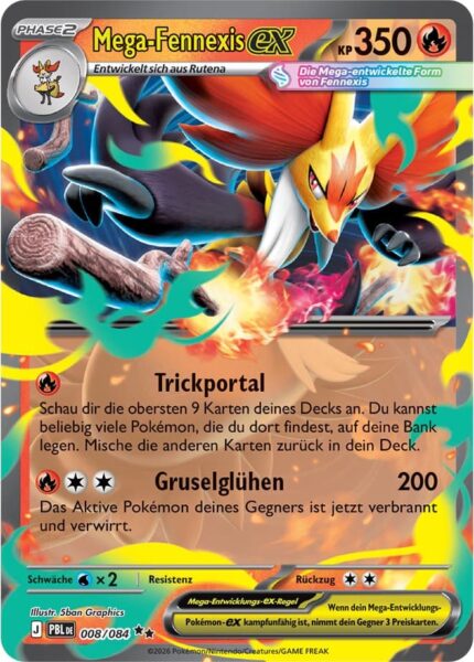 Mega-Fennexis-ex-008-084-PBL-DE-Dunkelnacht-Pokémon-Karte-Deutsch