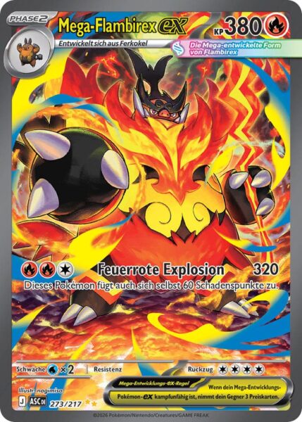 Mega-Flambirex-ex-273-217-ASC-DE-Erhabene-Helden-Illustration-Rare-Pokémon-Karte-Deutsch