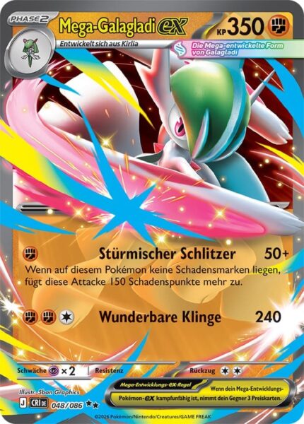 Mega-Galagladi-ex-048-086-Wachsendes-Chaos-Pokémon-Karte-Deutsch