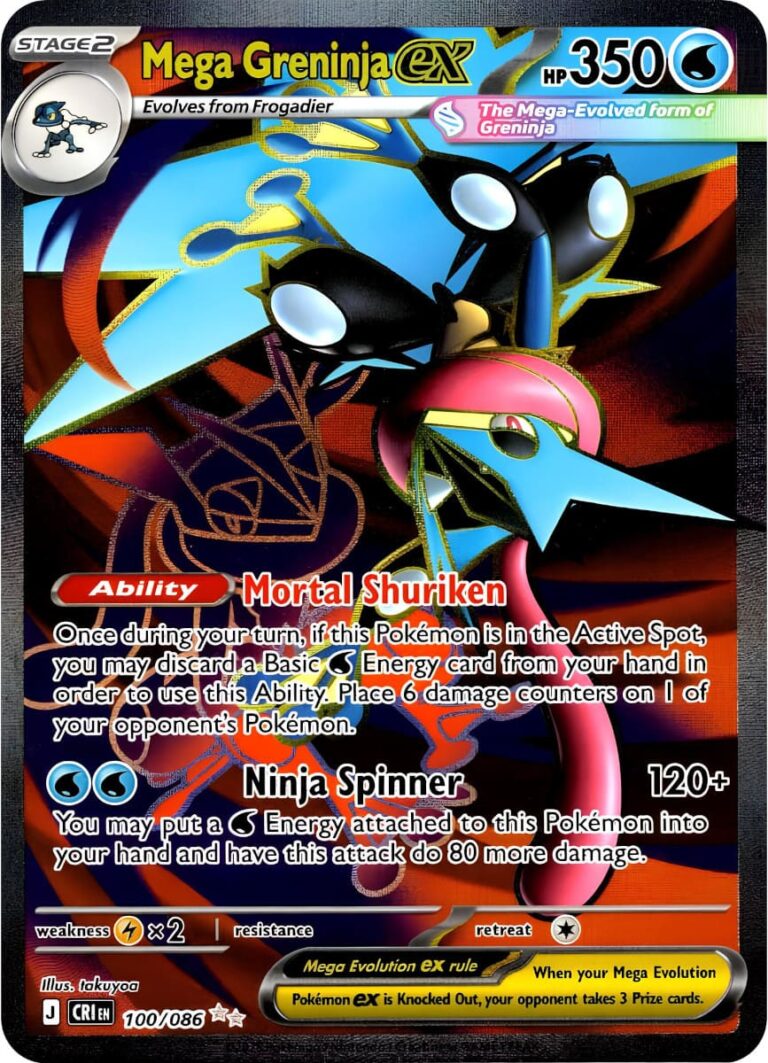 Mega-Greninja-Quajutsu-ex-100-086-Wachsendes-Chaos-Rising-Full-Art-Pokémon-Karte-Englisch-neu
