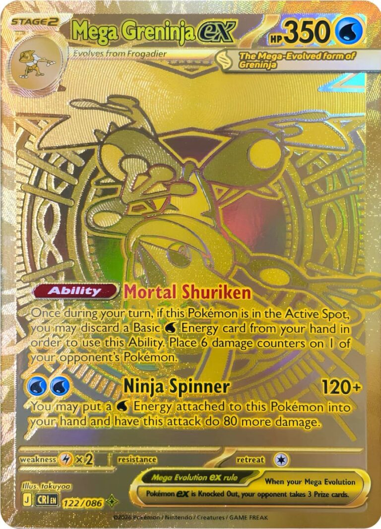 Mega-Greninja-Quajutsu-ex-122-086-Wachsendes-Chaos-Rising-Mega-Hyper-Rare-Gold-Pokémon-Karte-Englisch