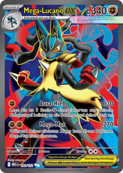 Mega-Lucario-ex-160-132-Mega-Entwicklung-Full-Art-Pokémon-Karte-Deutsch
