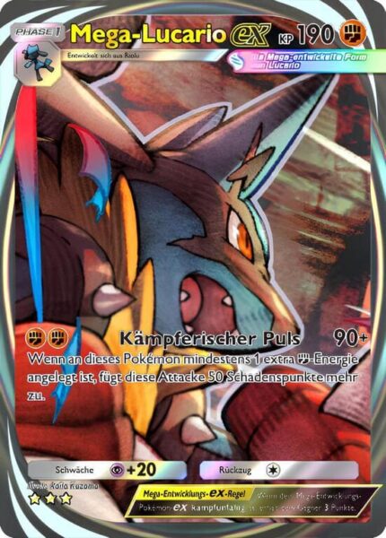 Mega-Lucario-ex-204-155-B3-Pulsierende-Aura-Pokémon-TCG-Sammelkartenspiel-Pocket-Karte-Deutsch