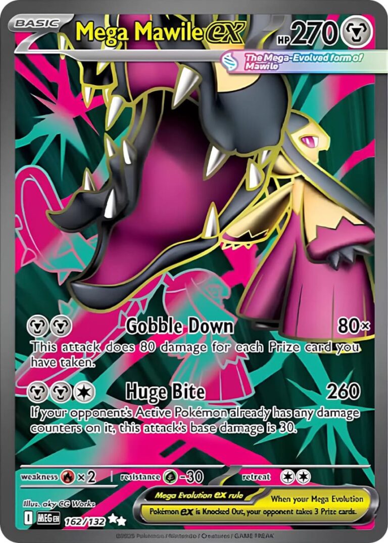 Mega-Mawile-Flunkifer-ex-162-132-Mega-Evolution-Entwicklung-Full-Art-Pokémon-Karte-Englisch