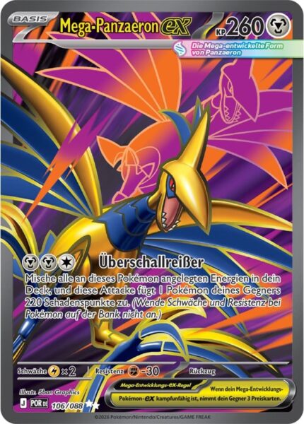 Mega-Panzaeron-ex-106-088-Optimale-Ordnung-Full-Art-Pokémon-Karte-Deutsch