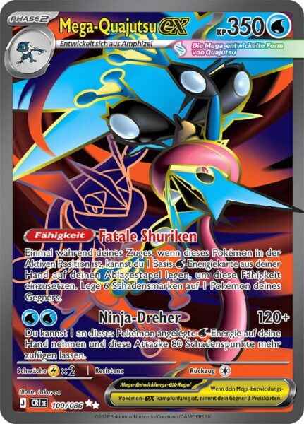 Mega-Quajutsu-ex-100-086-Wachsendes-Chaos-Full-Art-Pokémon-Karte-Deutsch