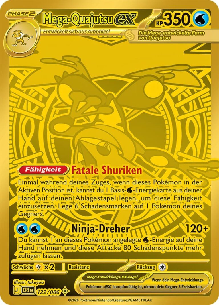 Mega-Quajutsu-ex-122-086-Wachsendes-Chaos-Mega-Hyper-Rare-Gold-Pokémon-Karte-Deutsch