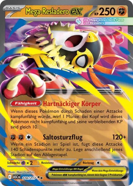 Mega-Resladero-ex-116-217-ASC-Erhabene-Helden-Pokémon-Karte-Deutsch