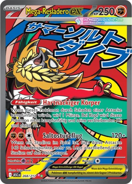 Mega-Resladero-ex-268-217-ASC-DE-Erhabene-Helden-Attack-Rare-Pokémon-Karte-Deutsch