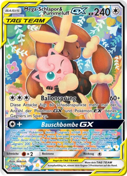 Mega-Schlapor-Pummeluff-GX-226-236-TAG-TEAM-Alternate-Art-Pokémon-Karte-Welten-im-Wandel