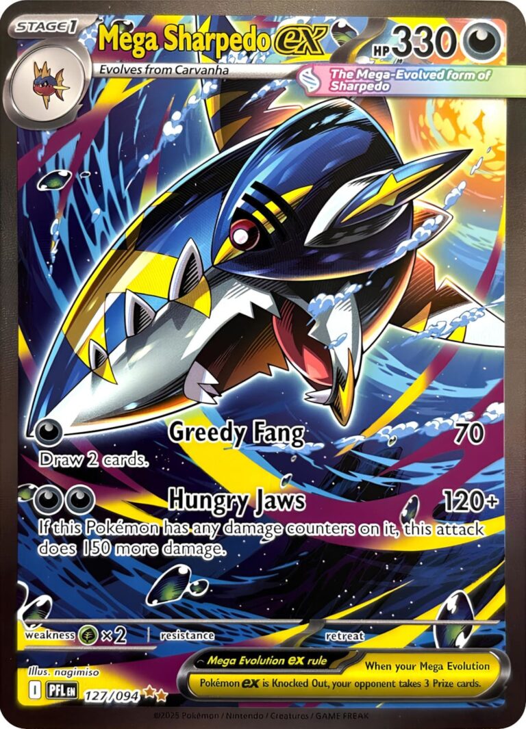 Mega-Sharpedo-Tohaido-ex-127-094-Special-Illustration-Rare-Pokémon-Karte-Phantasmal-Flames-Fatale-Flammen-Englisch
