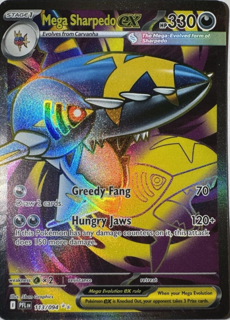 Mega-Sharpedo-ex-113-094-Phantasmal-Flames-Fatale-Flammen-Pokémon-Karte-Englisch-1