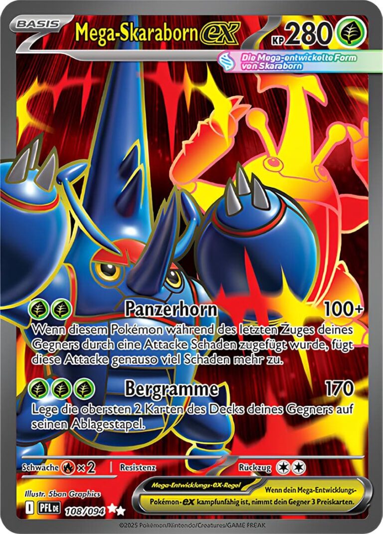 Mega-Skaraborn-ex-108-094-PFL-DE-Fatale-Flammen-Full-Art-Pokémon-Karte-Deutsch