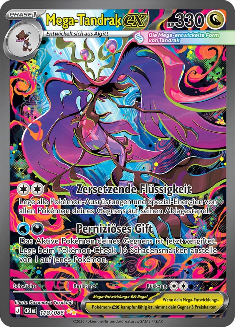 Mega-Tandrak-ex-118-086-Wachsendes-Chaos-Special-Art-Rare-Pokémon-Karte-Deutsch