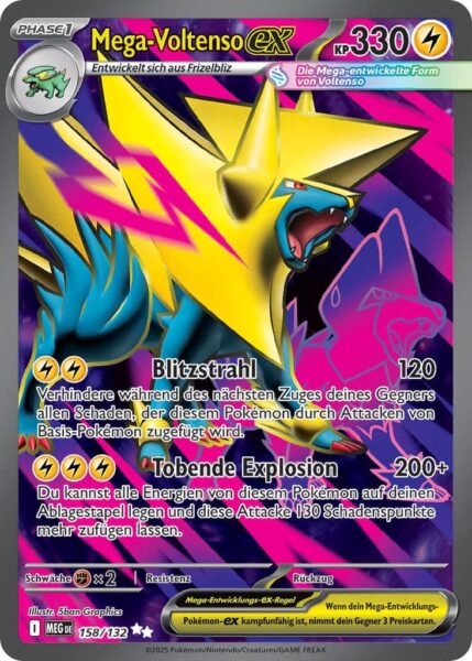 Mega-Voltenso-ex-158-132-Mega-Entwicklung-Full-Art-Pokémon-Karte-Deutsch