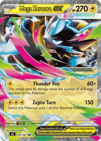Mega-Zeraora-ex-Pitch-Black-Dunkelnacht-Pokémon-Karte-Englisch-neu