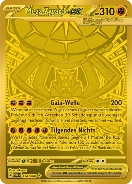 Mega-Zygarde-ex-124-088-Optimale-Ordnung-Mega-Hyper-Rare-Gold-Pokémon-Karte-Deutsch