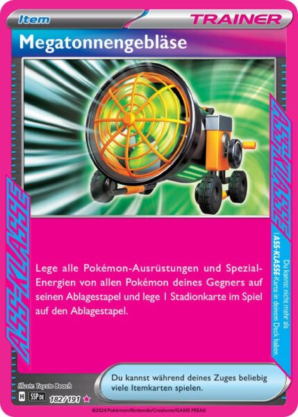 Megatonnengebläse-182-191-SSP-DE-Karmesin-Purpur-Stürmische-Funken-ASS-KLASSE-Pokémon-Karte-Deutsch-TCG