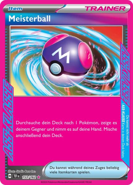 Meisterball-153-162-Karmesin-Purpur-Gewalten-der-Zeit-ASS-KLASSE-Pokémon-Karte