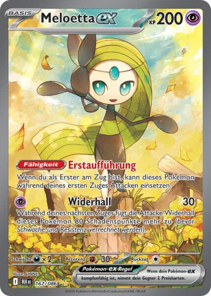 Meloetta-ex-167-086-BLK-DE-Schwarze-Blitze-Special-Illustration-Rare-Pokémon-Karte-Karmesin-Purpur-Deutsch