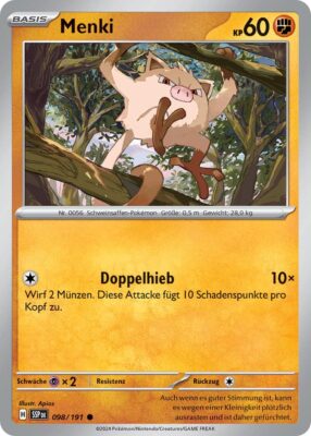 Menki-098-191-SSP-DE-Karmesin-Purpur-Stürmische-Funken-Pokémon-Karte-Deutsch-TCG