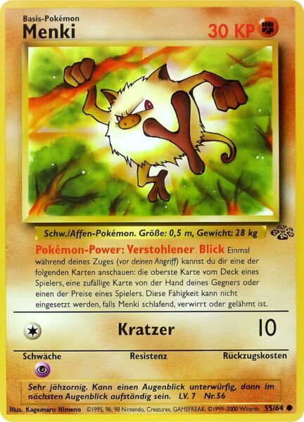 Menki-55-64-Dschungel-Pokemon-Karte-Deutsch-1999