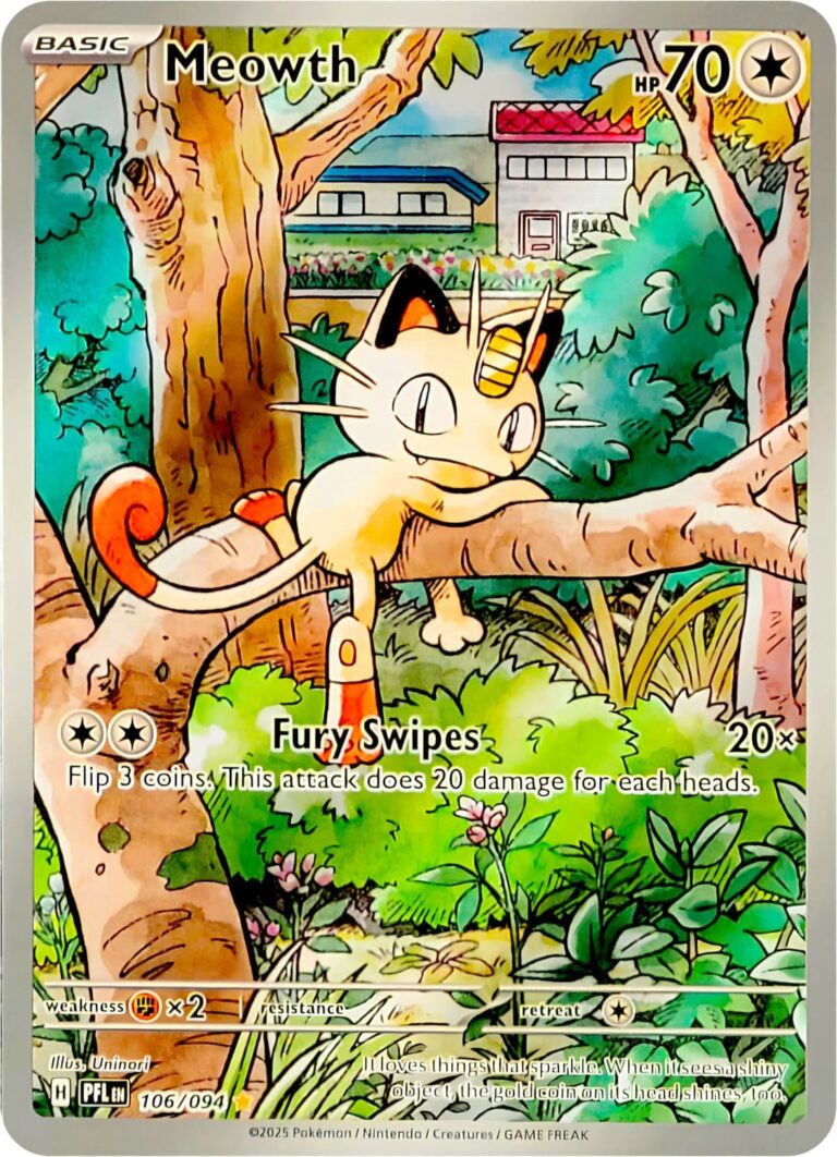 Meowth-Mauzi-106-094-Illustration-Rare-Pokémon-Karte-Phantasmal-Flames-Fatale-Flammen-Englisch-neu