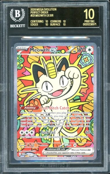 Meowth-Mauzi-ex-121-088-Perfect-Order-Pokémon-Karte-BGS-10-Black-Label-Englisch