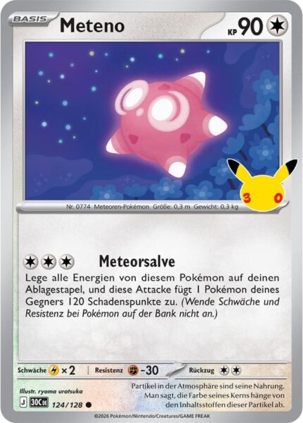 Meteno-124-128-30C-30-Jahre-Jubiläum-30th-Celebration-Pokémon-Karte-Deutsch