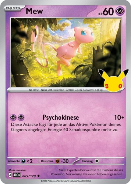 Mew-065-128-30C-30-Jahre-Jubiläum-30th-Celebration-Pokémon-Karte-Deutsch