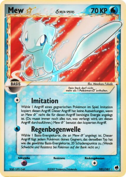 Mew-101-101-Goldstar-Delta-Species-EX-Dragon-Frontiers-Pokémon-Karte-Deutsch-TCG