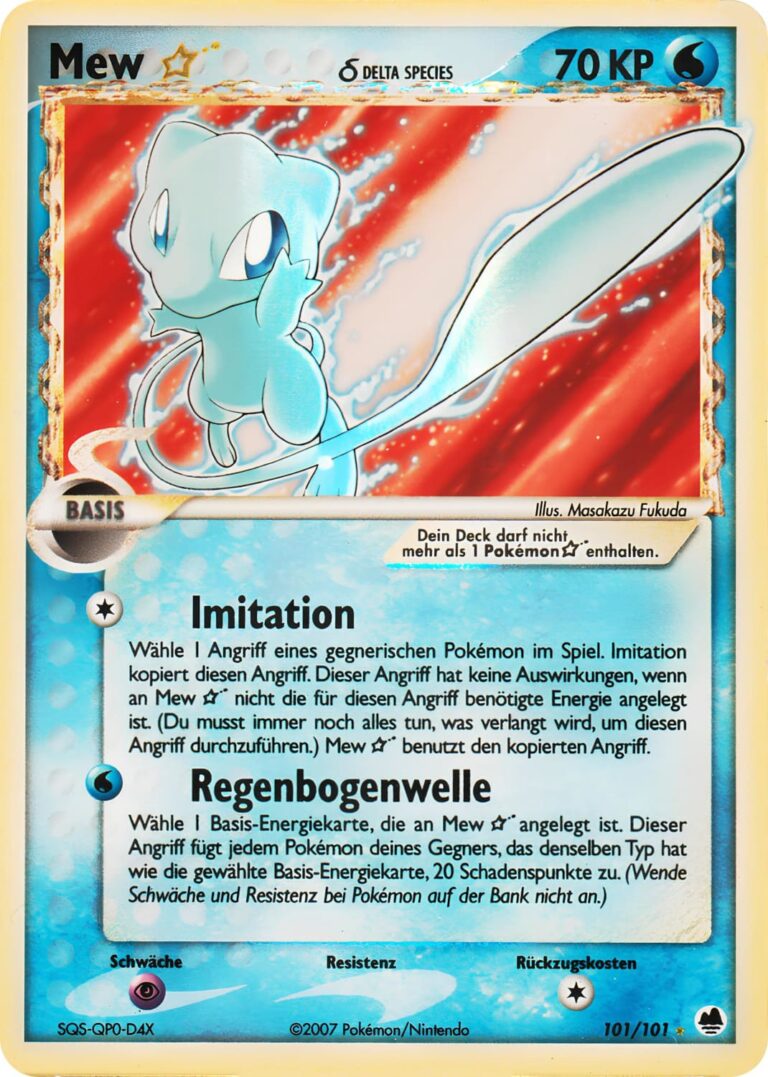 Mew-101-101-Goldstar-Delta-Species-EX-Dragon-Frontiers-Pokémon-Karte-Deutsch-TCG