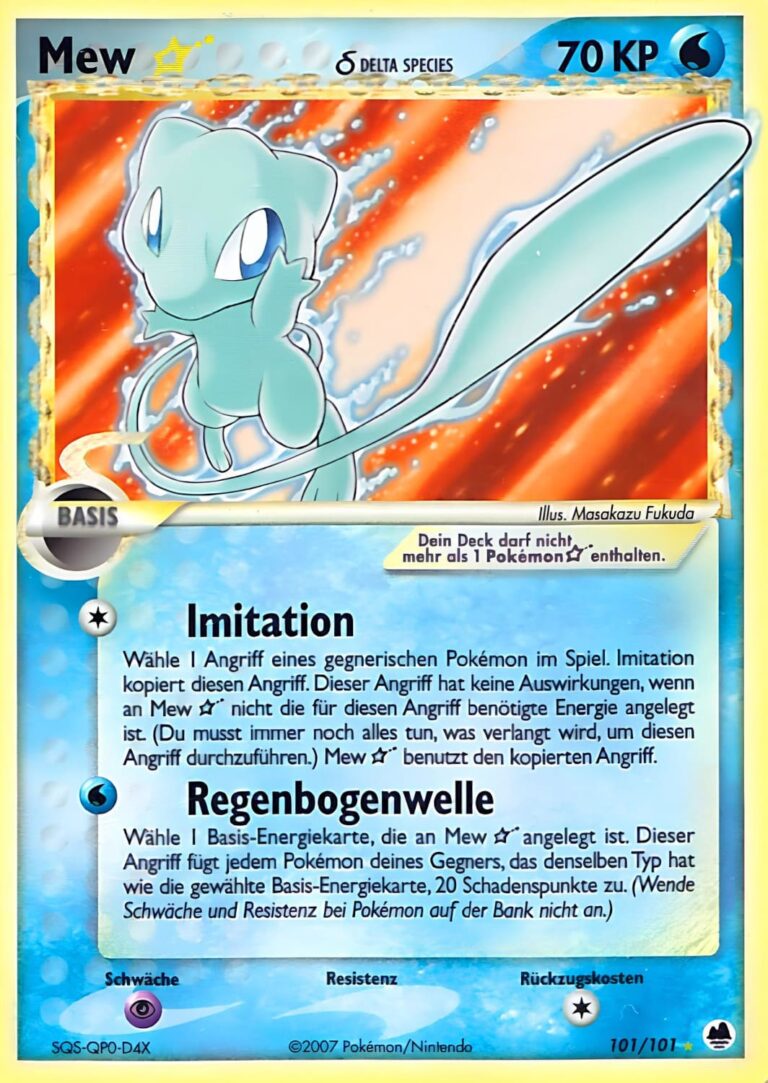 Mew-Goldstar-Delta-Species-101-EX-Dragon-Frontiers-Pokémon-Karte-Deutsch