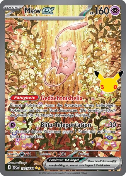 Mew-ex-152-128-30C-30-Jahre-30th-Celebration-Special-Illustration-Rare-Pokémon-Karte-Deutsch