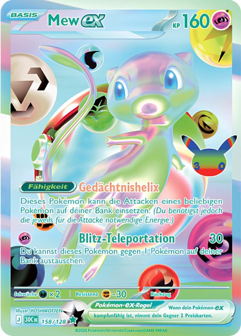 Mew-ex-158-128-30C-30-Jahre-Jubiläum-30th-Celebration-Set-Erweiterung-Future-Rare-Futuristisch-Pokémon-Karte-Deutsch