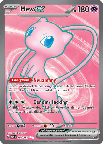 Mew-ex-193-165-Pokémon-Karmesin-Purpur-151-MEW-DE-Full-Art-Vollbild-Pokémon-Karte-Karten-Deutsch