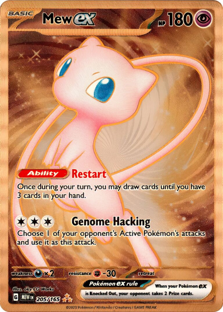 Mew-ex-205-165-Metallkarte-Metal-Card-Pokémon-151-Ultra-Premium-Promo-Karte-TCG