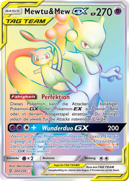 Mewtu-Mew-GX_242-236_Bund-der-Gleichgesinnten_Pokémon-Karte_Rainbow