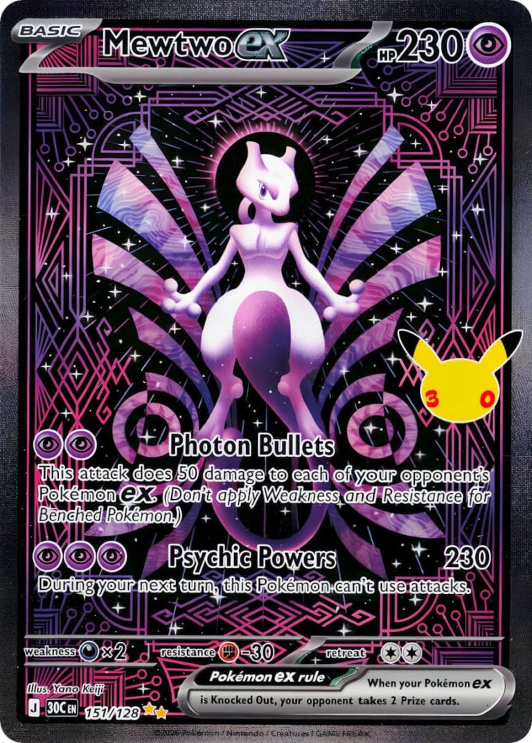Mewtwo-Mewtu-ex-151-128-30C-30-Jahre-30th-Celebration-Special-Illustration-Rare-Pokémon-Karte-Englisch